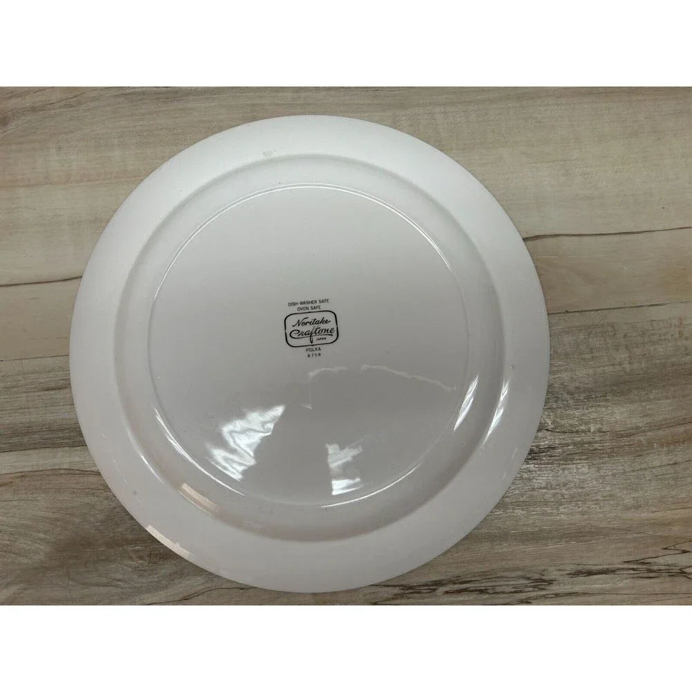 Vintage 1970s Noritake Craftone Polka #8758 Porcelain Serving Plate Japan
